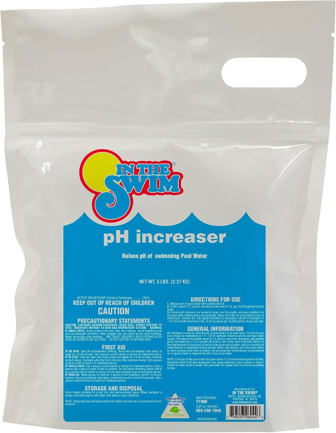 In The Swim pH Increaser for Pools - 5 Pounds | Granular 100% Sodium Carbonate (Soda Ash) to Raise pH Up