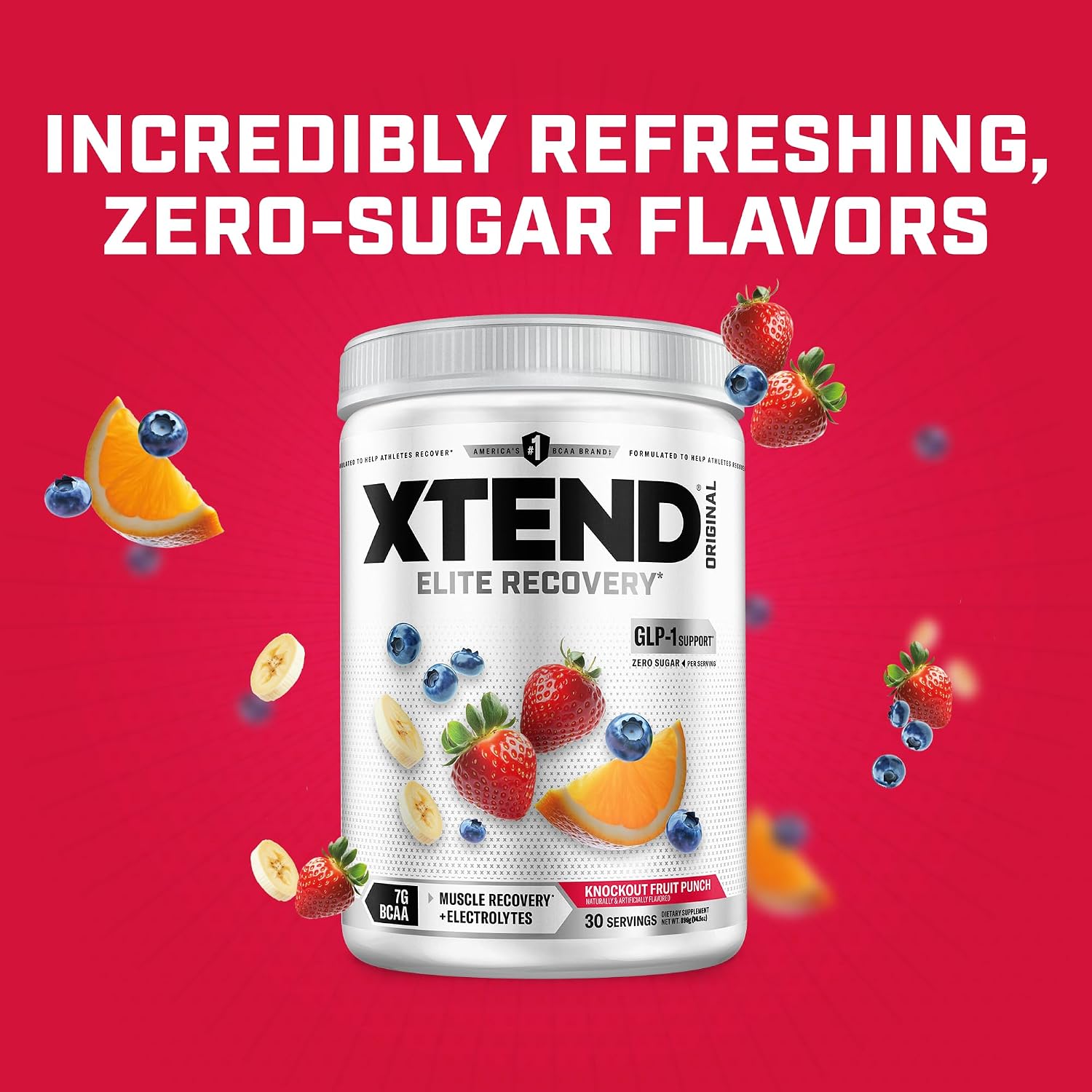 Xtend Original BCAA Powder, 7g BCAAs and 2.5g L-Glutamine for Muscle Recovery Hydration and Lean Muscle, Sugar Free Intra and Post Workout Drink with Electrolytes, Watermelon Explosion, 30 Servings