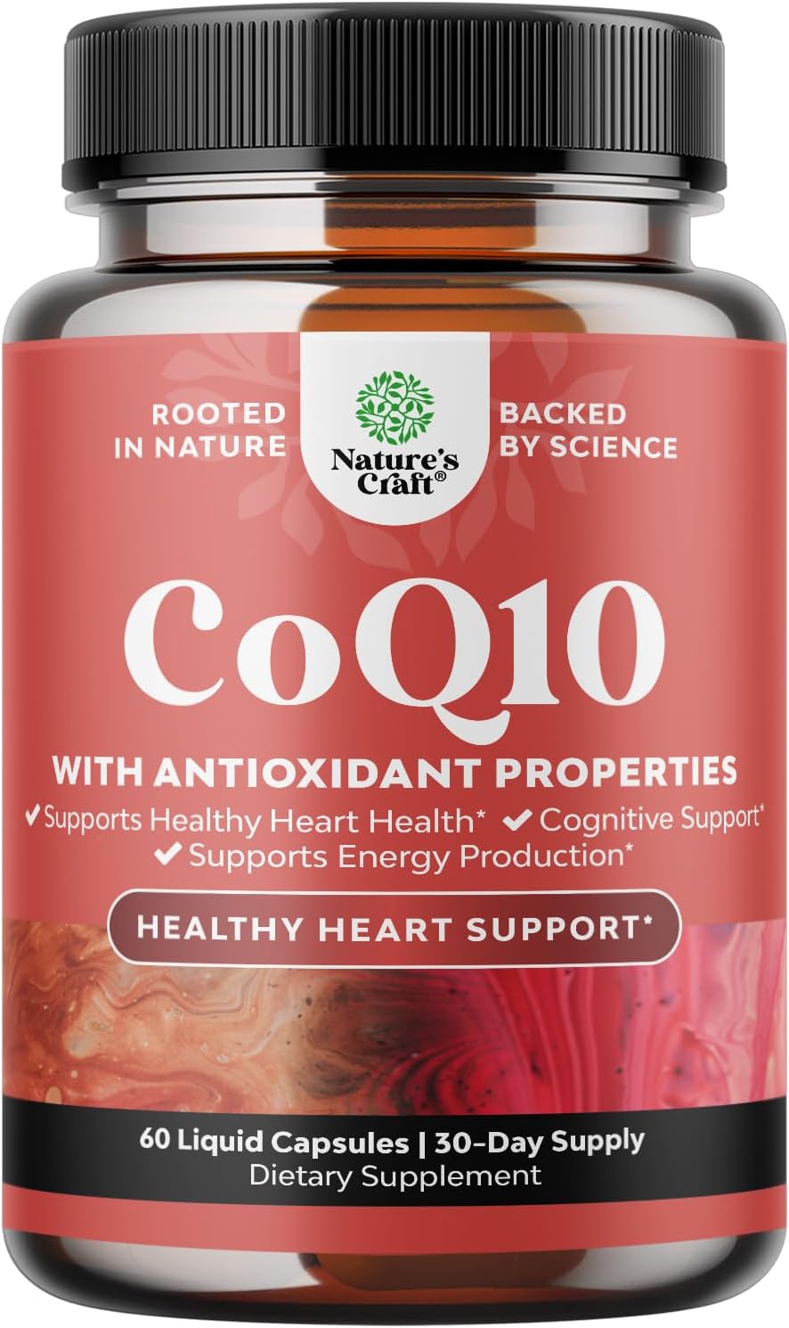 CoQ10 Liquid Capsules Supplement - Healthy Heart & Energy Support - 60 Ct