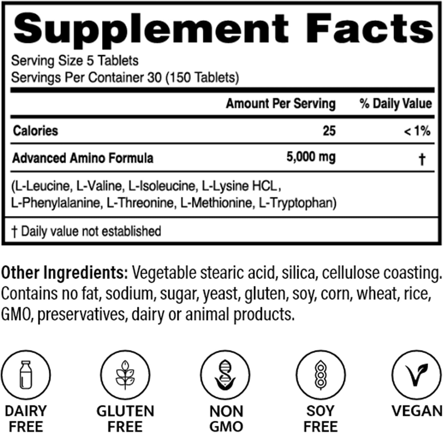 Advanced Bionutritionals – Advanced Amino Formula Tablets, Amino Acid Supplement, Build Muscle, Post Workout Recovery, Energy, Stamina, Non-GMO