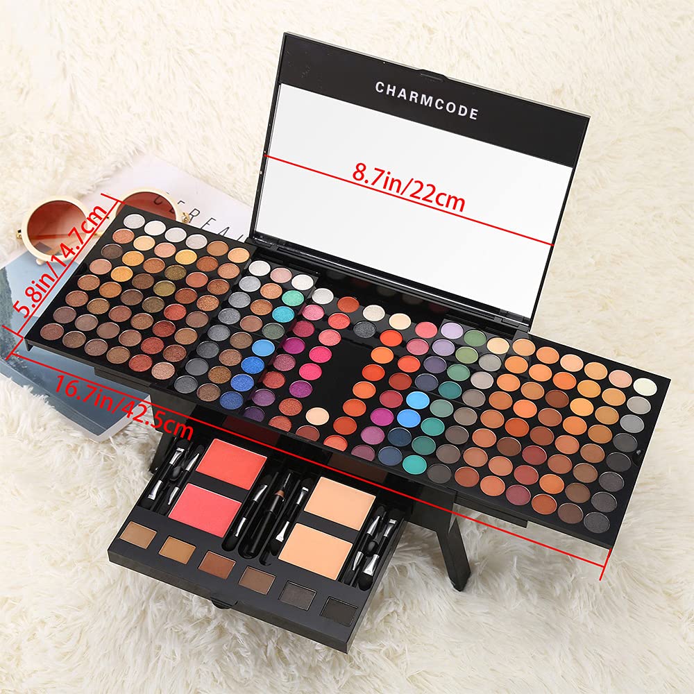 CHARMCODE 190 Colors Cosmetic Make up Palette Set Kit Combination with Eyeshadow Facial Blusher Eyebrow Powder Face Concealer Eyeliner Pencil A