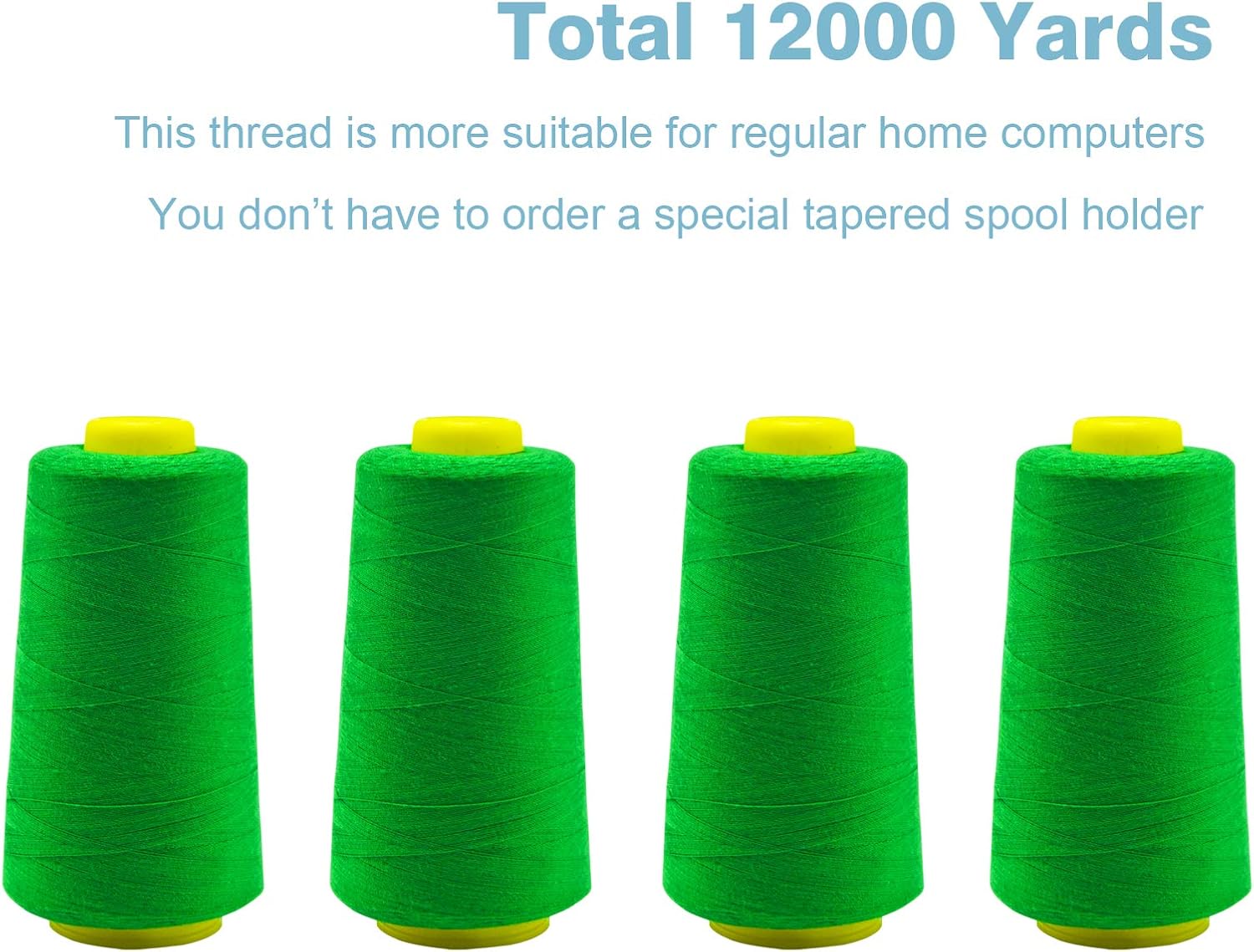 Black Serger Thread, All-Purpose Thread for Sewing, Polyester, 4 Cones of 3000 Yards Each Spool for Sewing Machine