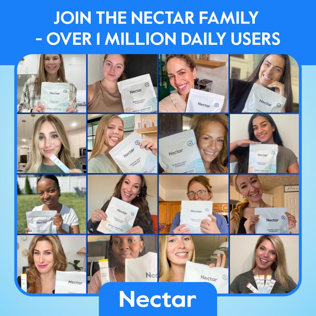 Nectar Hydration Packets - Electrolytes Powder Packets - No Sugar or Calories - Organic Fruit Liquid Daily IV Electrolytes Powder for Dehydration