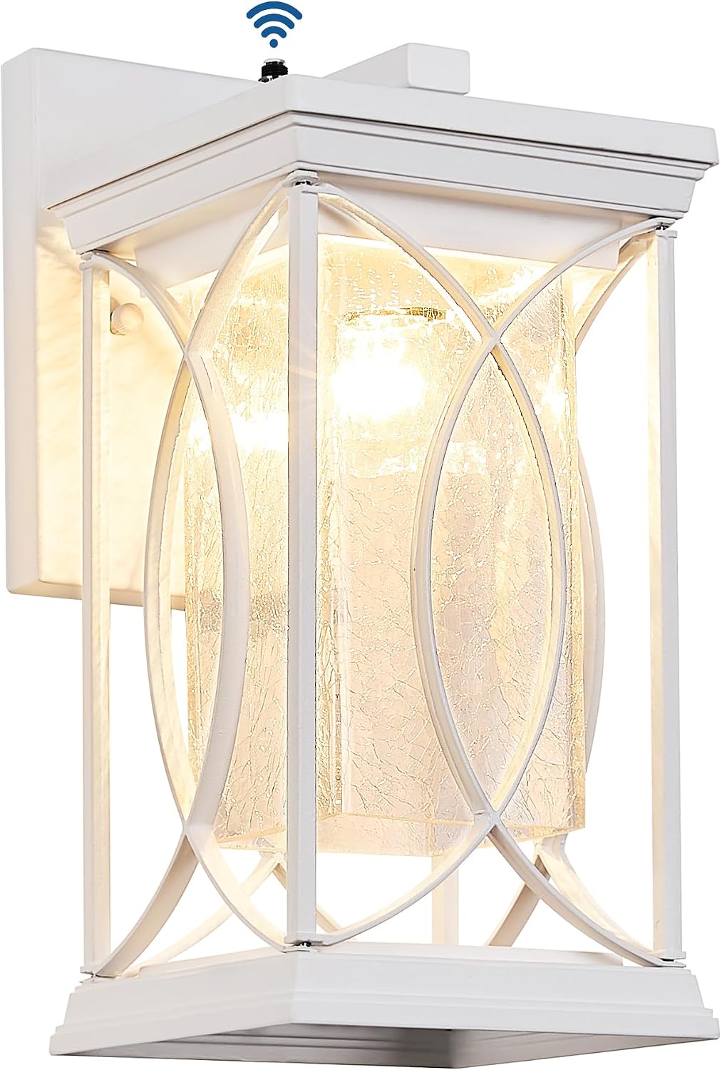 Dusk to Dawn Modern Outdoor Coach Lantern Exterior Light Fixtures Black Aluminum with Crack-Like Glass Waterproof Wall Sconce Mission Outside Light