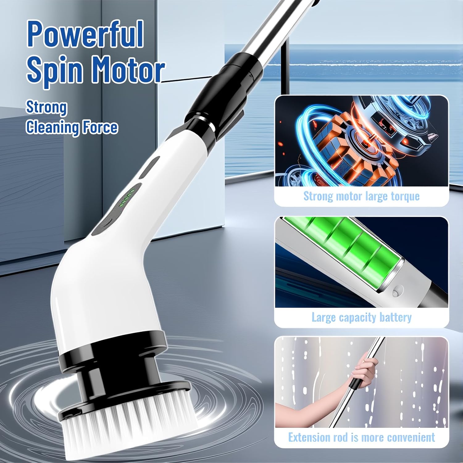 Electric Spin Scrubber, Cordless Cleaning Brush Scrubber with 12 Replaceable Brush Heads