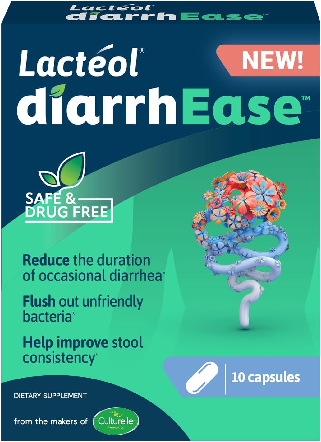 Lactéol diarrhEase Postbiotic, Helps with Occasional Diarrhea, 10 Count | Lactobacillus LB Postbioitic, Drug-Free Helps Restores Gut Microbiota Balance*, Ages 6+, Results Within One Day