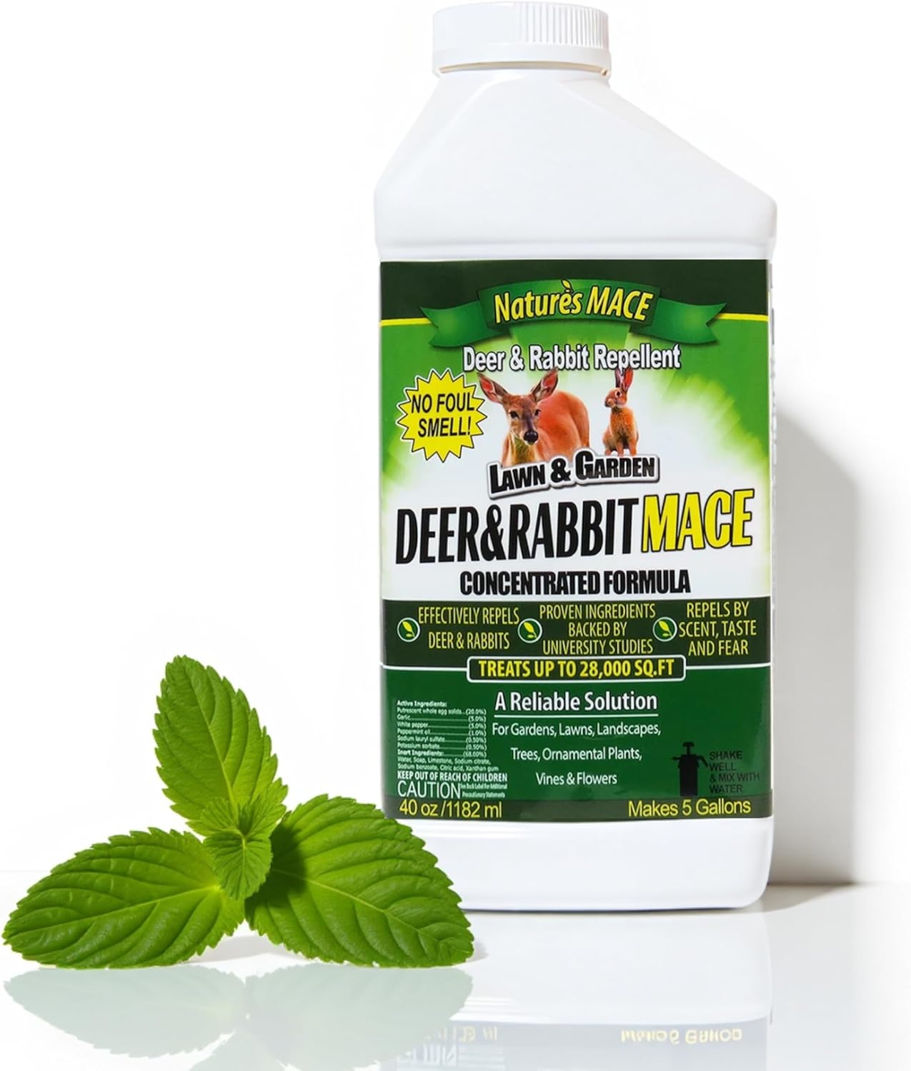 Nature's MACE Deer & Rabbit Repellent 40 oz Concentrate | Deer Repellent Spray for Plants, Lawns, Flowers & Gardens, Plant Safe, Protect Plants Fast, All-Season Protection.
