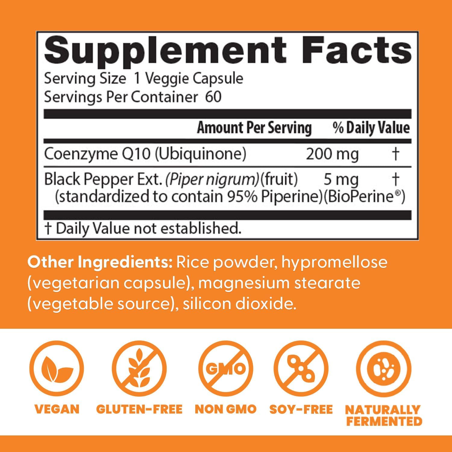Doctor's Best High Absorption CoQ10 200mg with BioPerine Supplement - Coenzyme Q10 Caps for Heart Health & Antioxidant Support, CoQ10 200 mg for Women & Men, Non GMO - 60 Veg Capsules