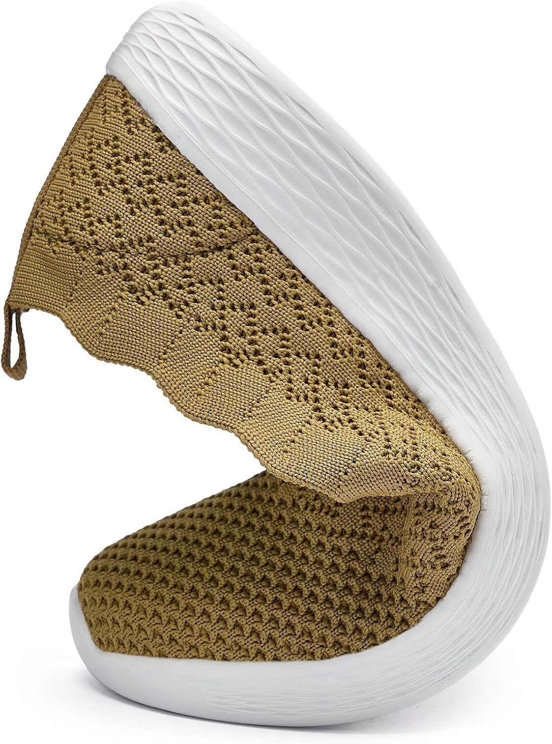 poemlady Women's Walking Shoes Slip On Knit Mesh Loafers Round Toe Flat