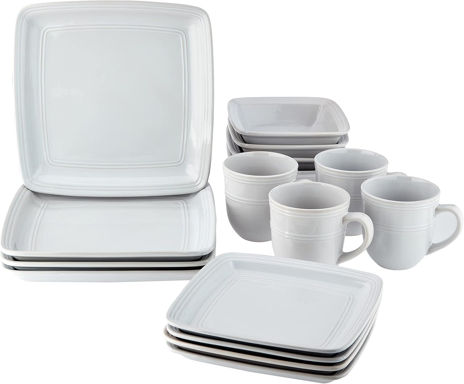 American Atelier Square Dinnerware Sets | White Kitchen Plates, Bowls