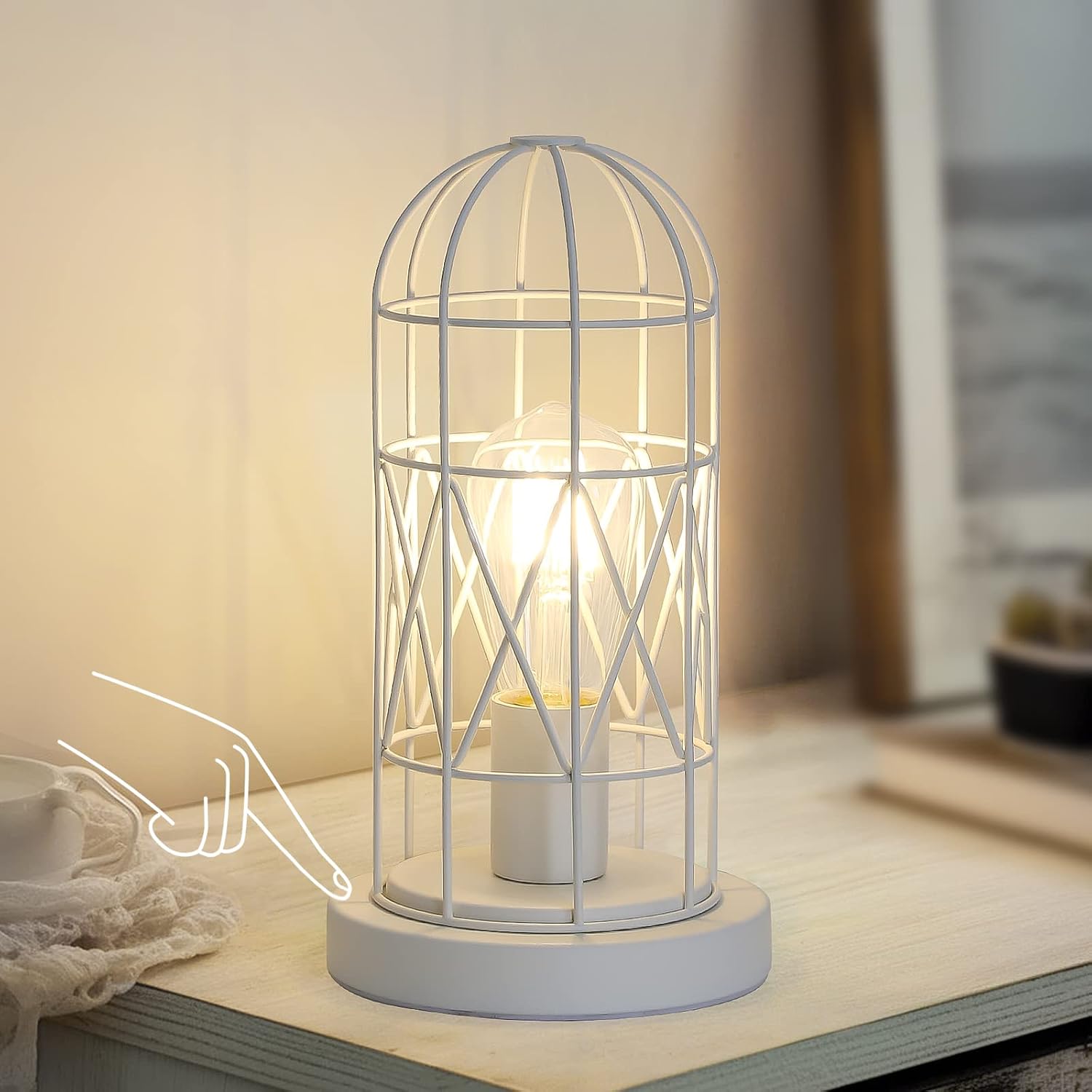 Touch Control Table Lamp, 3 Way Dimmable Lamp, Industrial Bedside Lamp