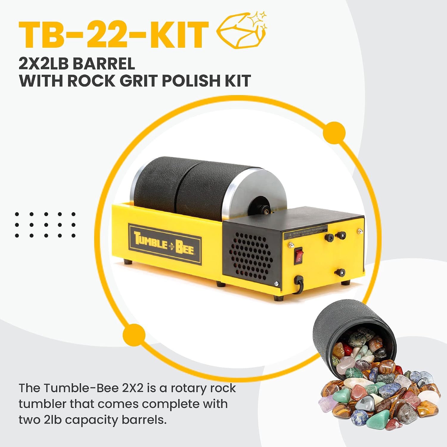 Rock Tumbler - Large Tumbler for Adults and Kids - Rotary Machine for Stone, Rock, Metal and Sea Glass - Polishing Machine Kit for Professionals & Hobbyists - Model TB-14-KIT