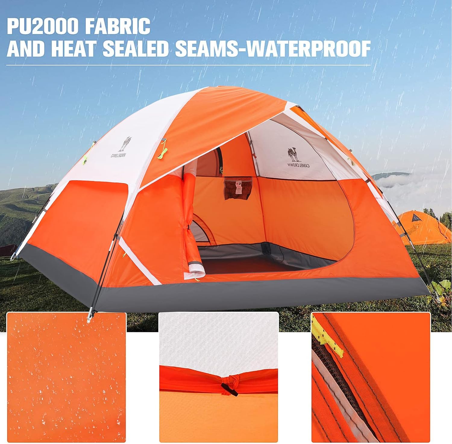 CAMEL CROWN Tents for Camping 2/3/4/5 Person Camping Dome Tent, Waterproof,Spacious, Lightweight Portable Backpacking Tent for Outdoor Camping/Hiking