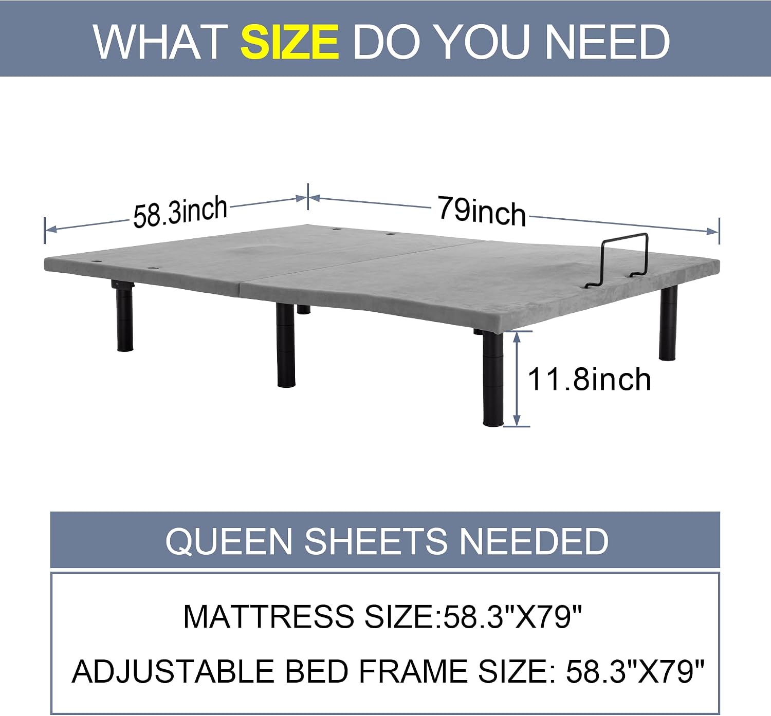 Fromann Adjustable Electric Twin XL Bed Base Frame with Massage, USB Type-C Ports, Zero Gravity, Under Bed Led Lighting and Three Leg Height (Black)