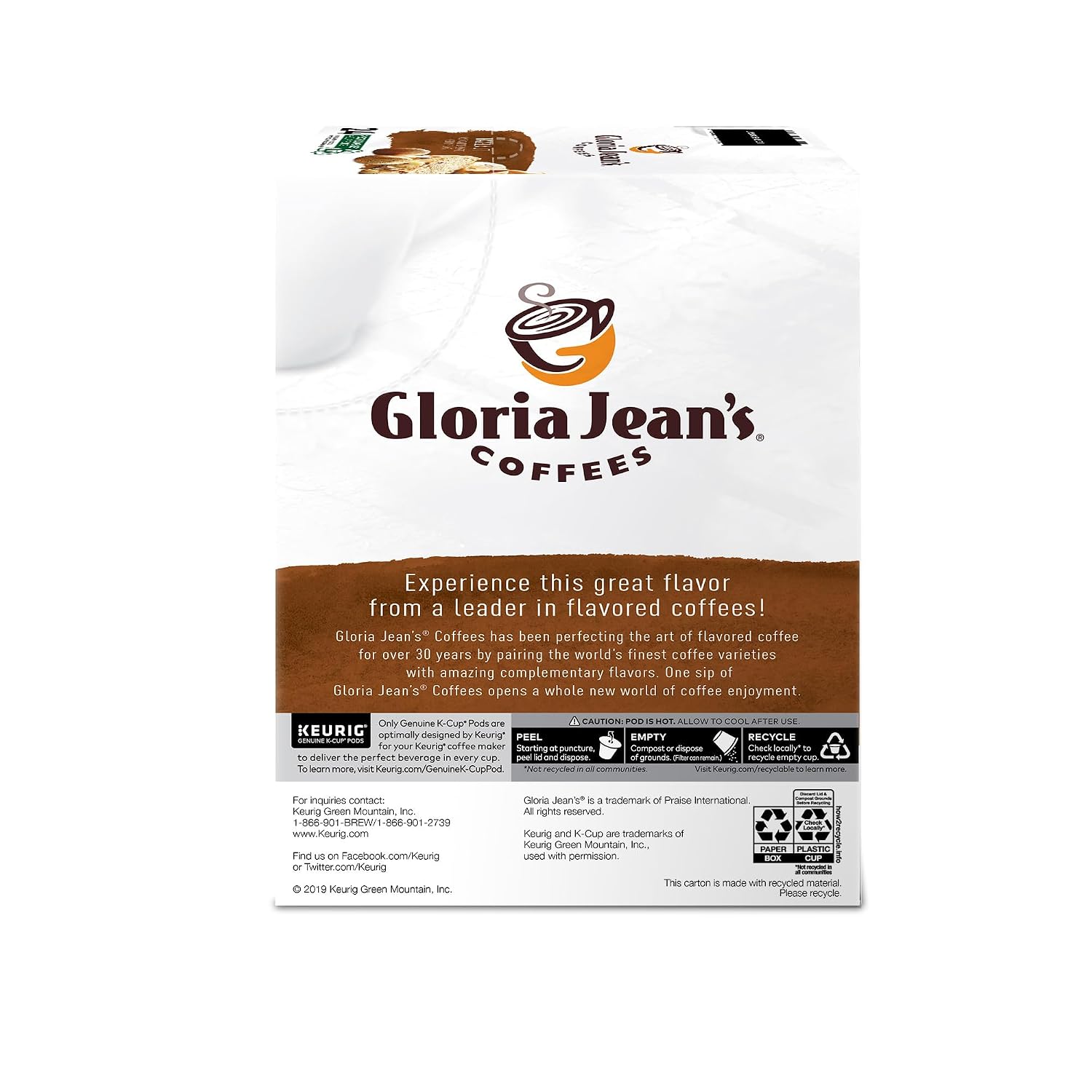 Gloria Jean's Coffees Butter Toffee, Single-Serve Keurig K-Cup Pods, Flavored Medium Roast Coffee, 96 Count