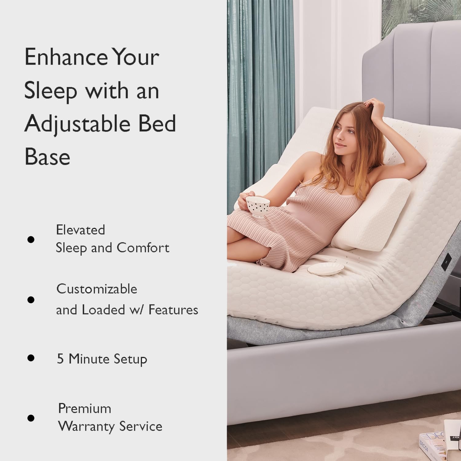Irvine Home Collection Twin XL Adjustable Bed Base | Dual Massage | USB Ports | Zero Gravity | Anti-Snore | Memory Positions | Under Bed Lighting