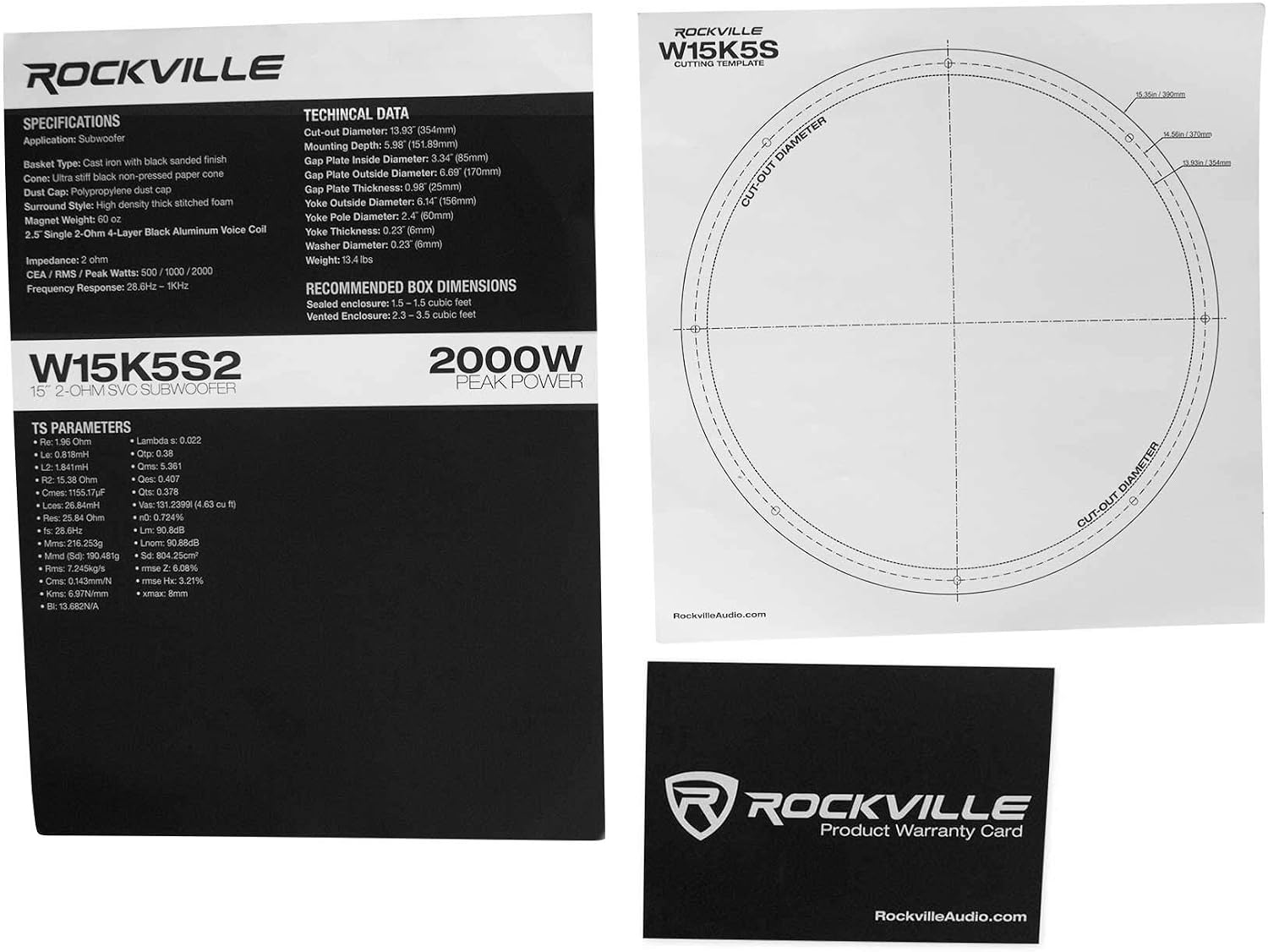 Rockville W15K5S2 K5 15" SVC 2-Ohm Car Audio Subwoofer, 500W CEA-Rated RMS