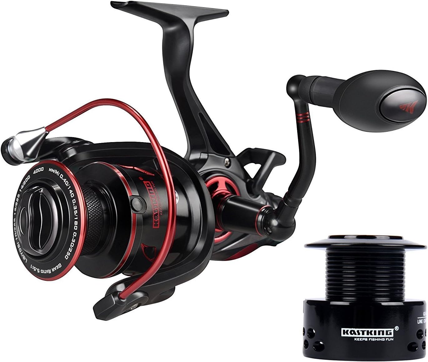 KastKing Sharky Baitfeeder III Spinning Reels with 5.5:1 Gear Ratio | Max Drag: 26.5 lb, 10+1 BB, 16.6 oz, CNC Aluminum Spool, Carbon Fiber Drag for Live Liner, Comes with Graphite Spool