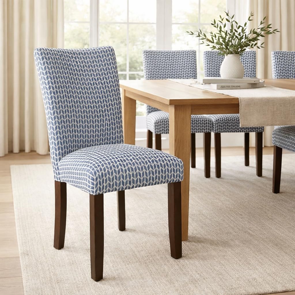 Homepop Home Decor | Classic Upholstered Parsons Dining Chairs | Set of 2 Accent Dining Chairs with Nailhead Trim, Natural Linen