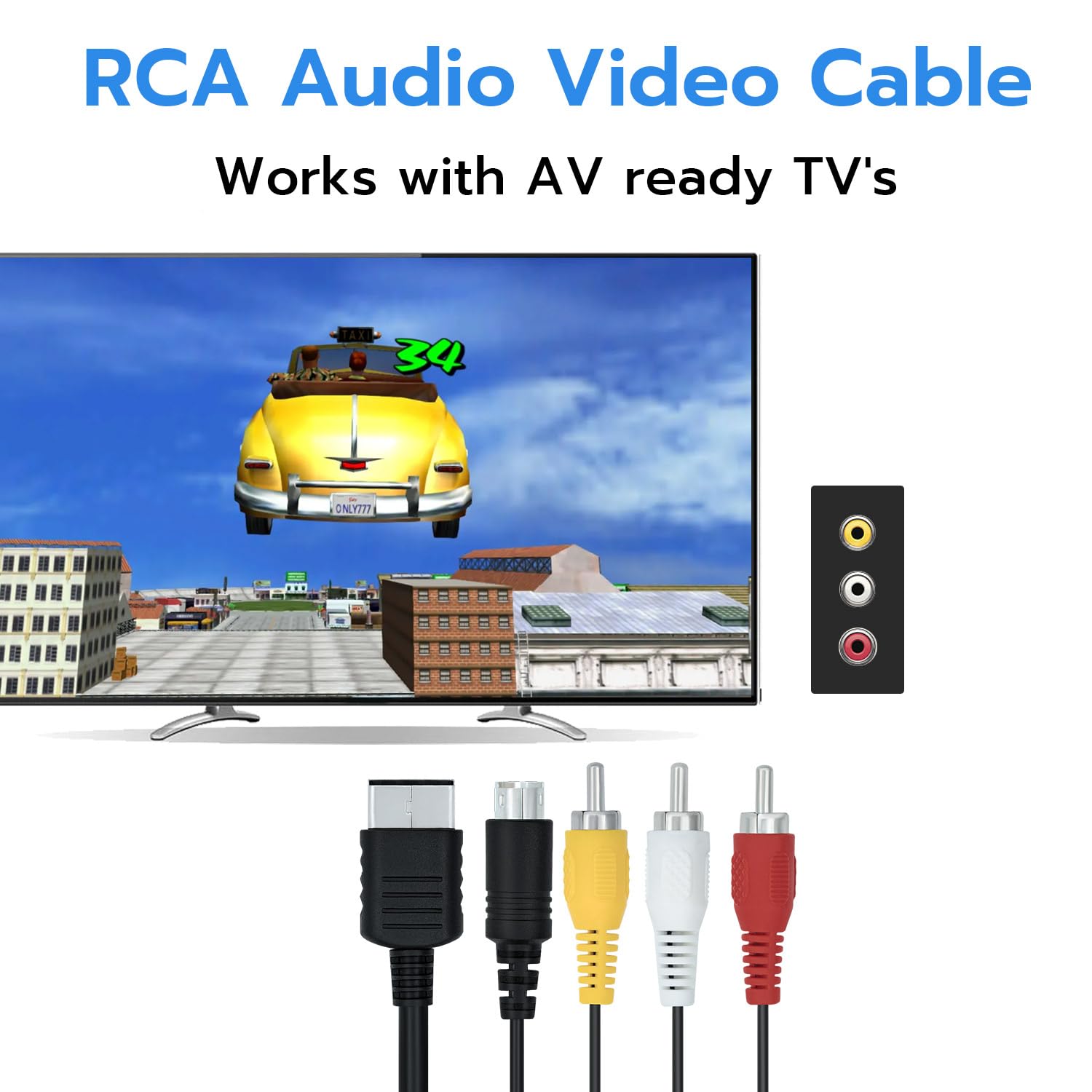 Mcbazel AV Cable for Sega Dreamcast, Composite RCA Audio Video Cord Compatible with Sega Dreamcast - 1.7M/5.58FT