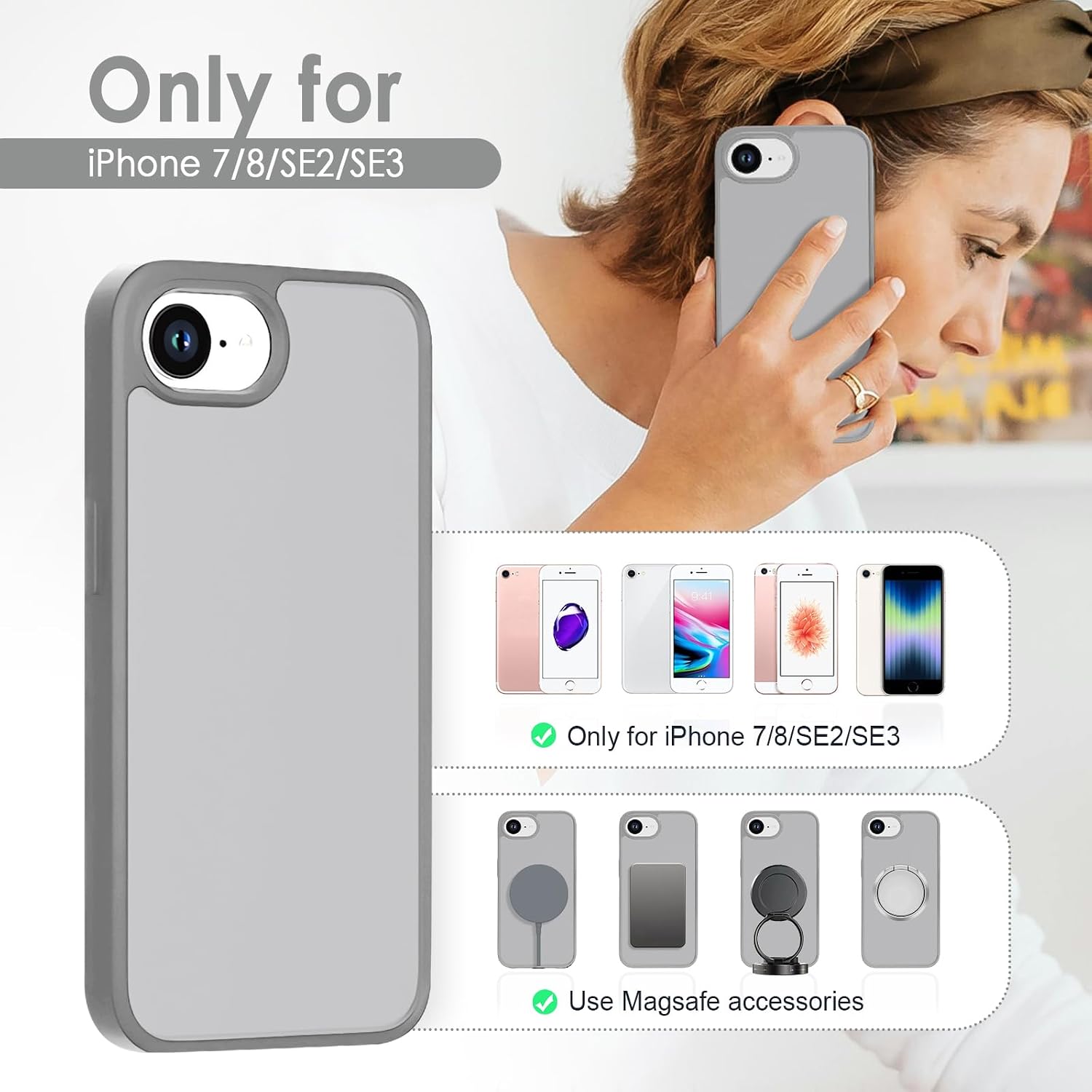 TENOC Phone Case Compatible with iPhone SE (2nd 2020 and 3rd 2022 Generation) & iPhone 7 & iPhone 8, Clear Case Shockproof Protective Bumper Slim Cover for 4.7 Inch