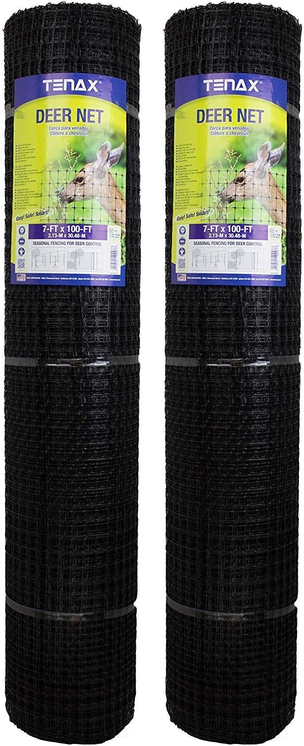 Tenax Garden Netting - Heavy Duty Deer Netting, UV Resistant - 7 ft x 100 ft, Pack of 2 - Plastic