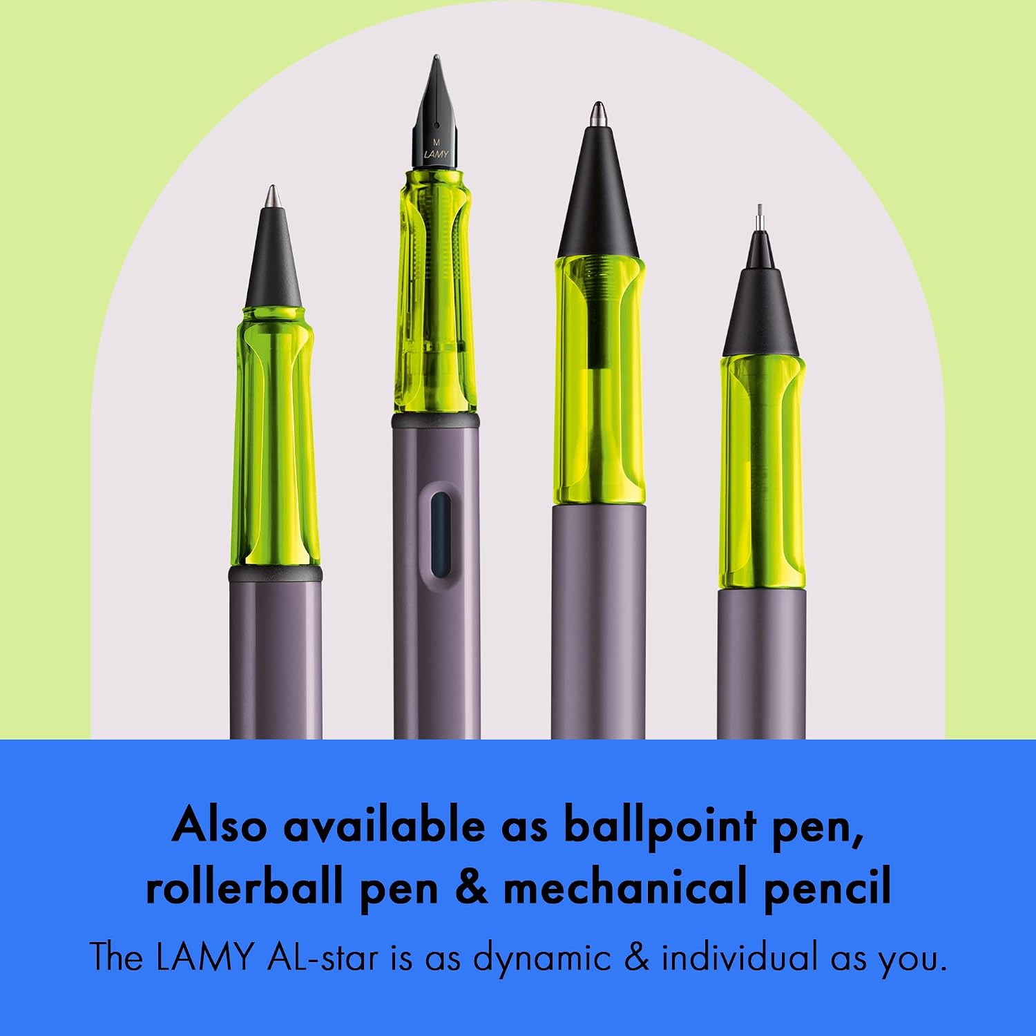 LAMY AL-star black - Fountain Pen with ergonomic grip & black Left-Handed steel nib (LH) in size M - lightweight aluminum body - including LAMY T 10 blue cartridge