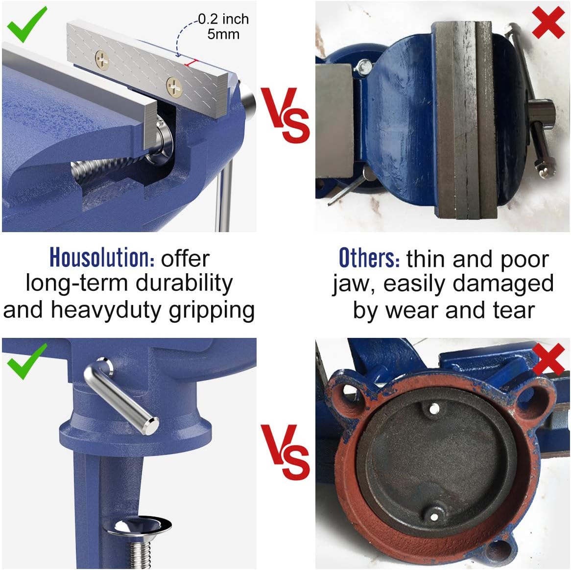 Housolution Universal Table Vise 3 Inch, 360°Swivel Base Bench Clamp
