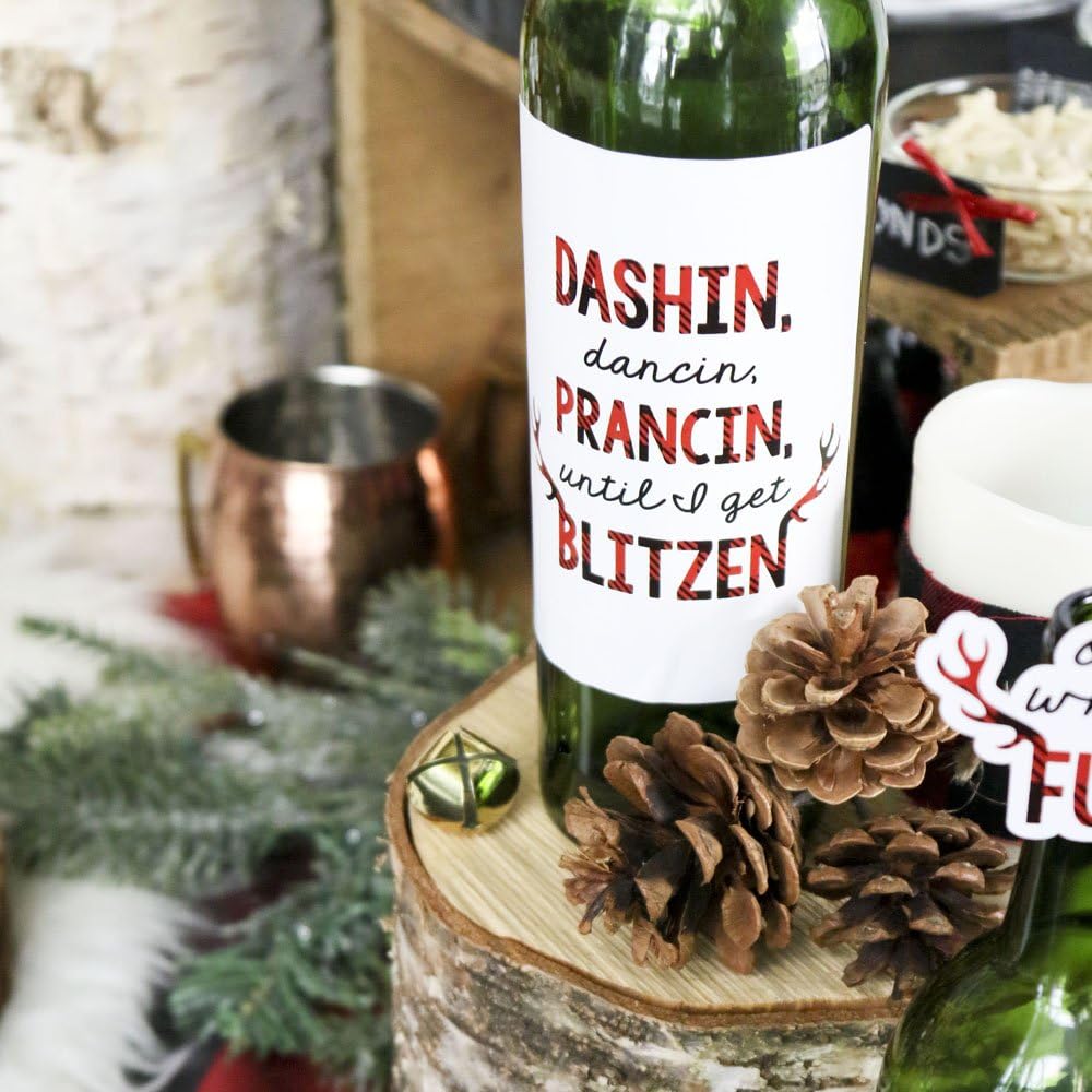 Big Dot of Happiness Ugly Sweater - Holiday and Christmas Wine Bottle Label Stickers - Set of 4