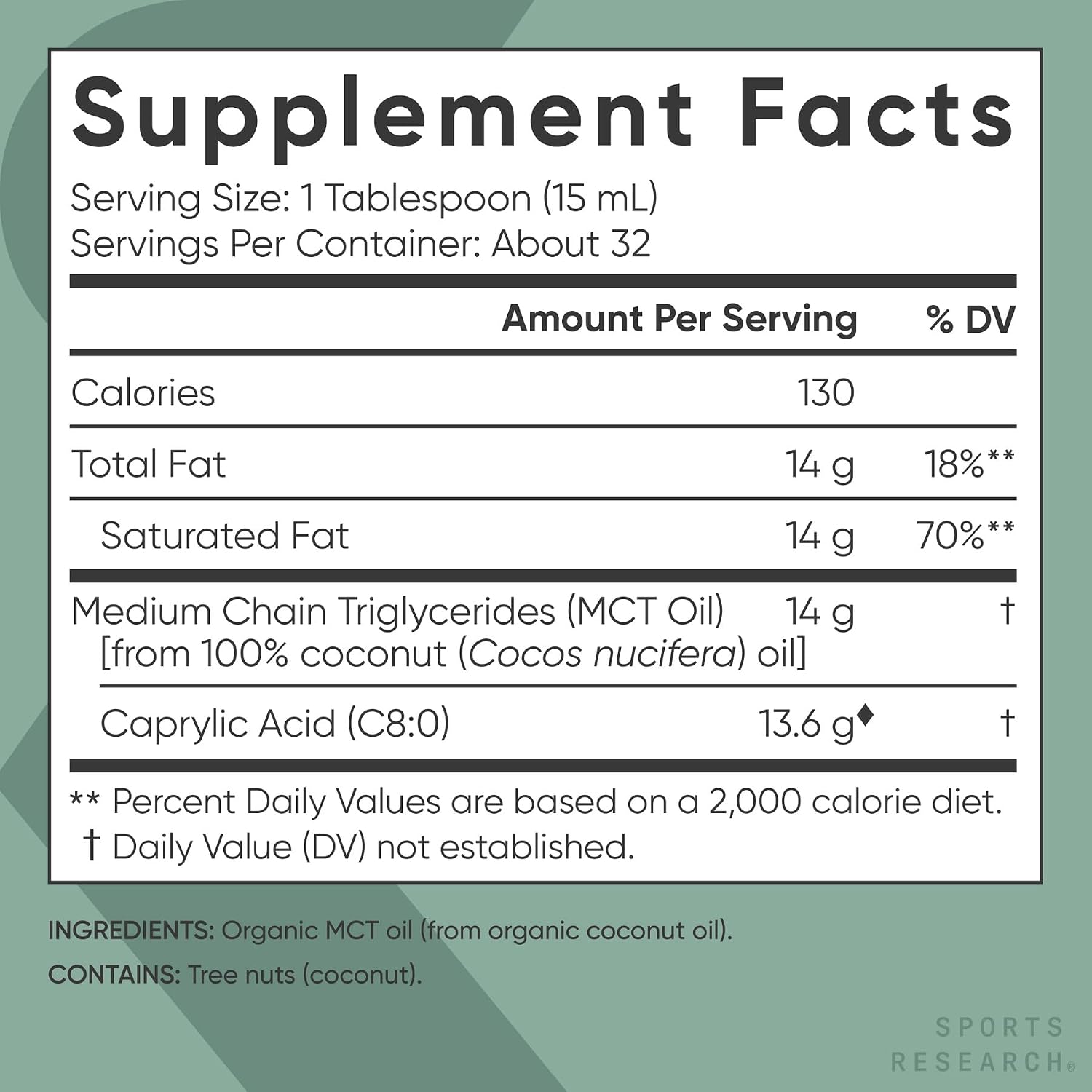 Sports Research® Organic Coconut MCT Oil 32oz, Unflavored | Brain & Body Fuel | Great in Keto Coffee & Protein Shakes | Vegan, Keto, Non-GMO - 63 Servings