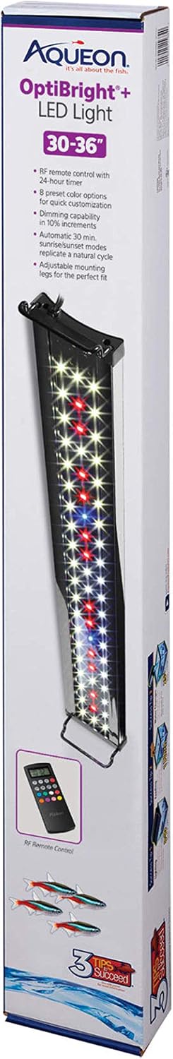 Aqueon Optibright Plus LED Fish Tank Aquarium Lighting System with Remote Control, 30 to 36 Inch | Plus, With Remote Control