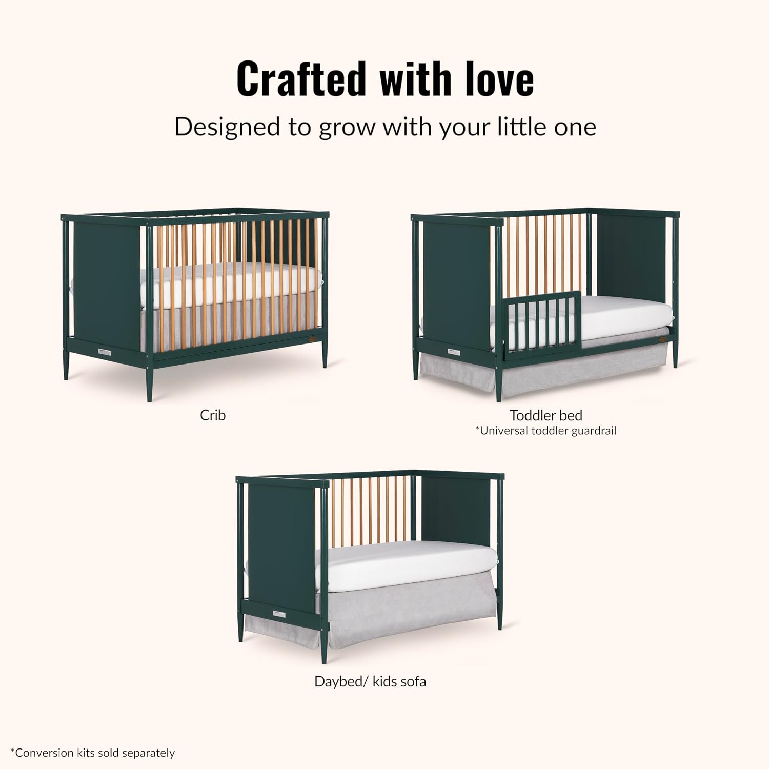Dream On Me Clover Changing Table with Rounded Spindles in White