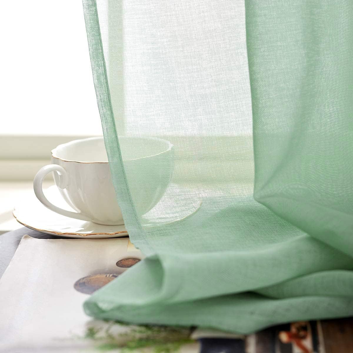 Off White Semi Sheer Curtains 72 Inches Long Faux Linen Off White Sheers Curtain for Bedroom Living Room Girls Kids Room 2 Panels 52x72 Inch Length