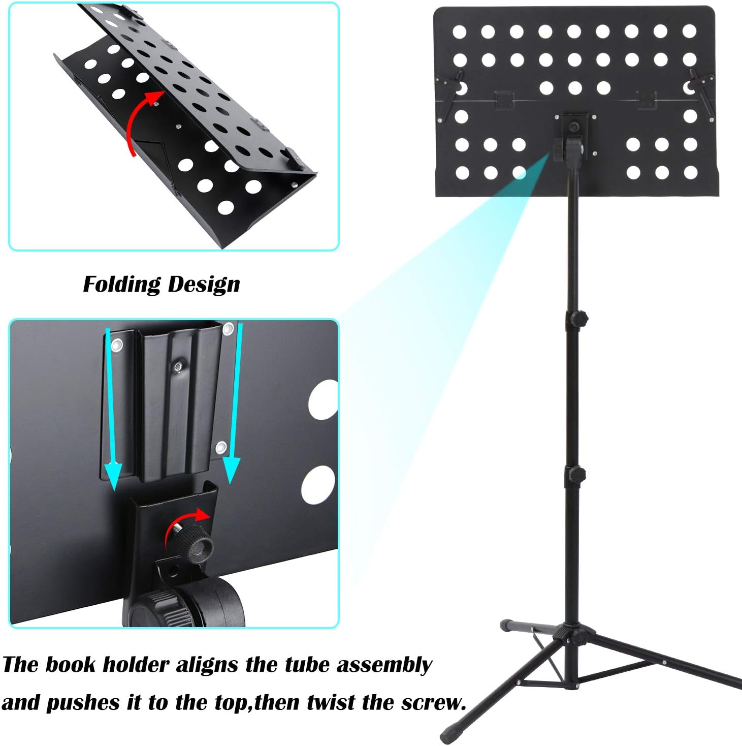 Klvied Folding Sheet Music Stand with Violin Hanger