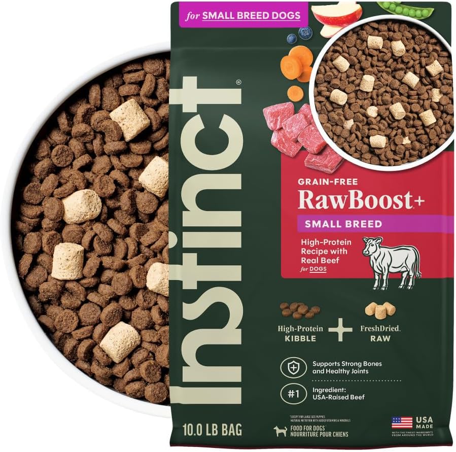 Instinct RawBoost Small Breed, Dry Dog Food + Freeze Dried, Chicken, 10 lb | High-protein kibble with FreshDried raw bites, nutrition for healthy weight, calcium for strong bones & teeth, grain-free