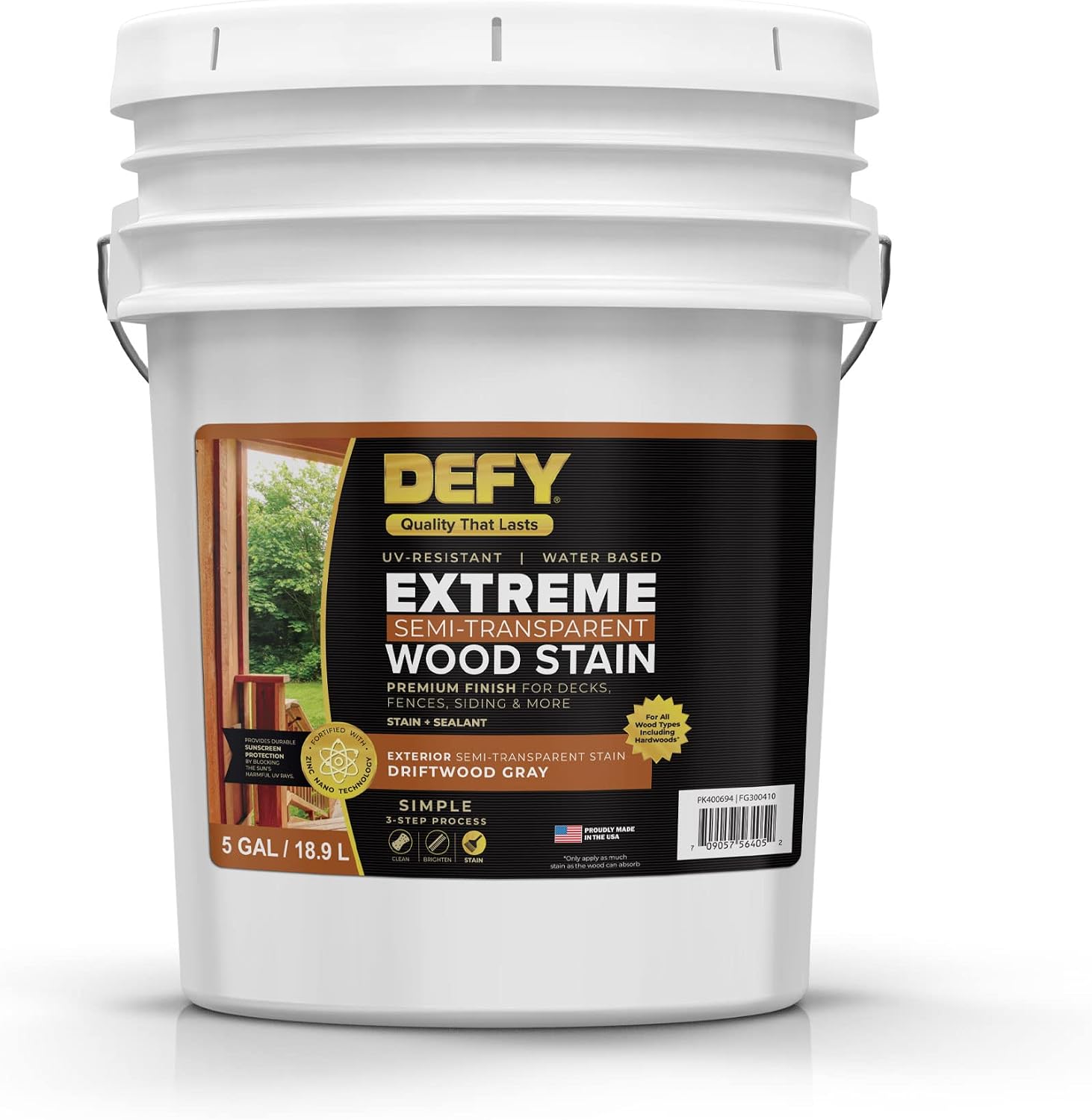 DEFY Extreme Wood Stain and Sealer in One - 1 Gallon Semi-Transparent Waterproof Coating for All Wood Types - Cedar Tone