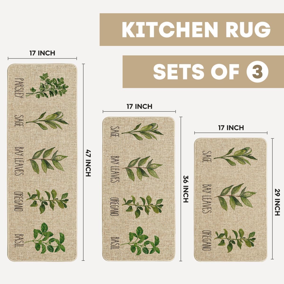 Artoid Mode Parsley Sage Oregano Basil Bay Leaves Decorative Kitchen Mats Set of 2