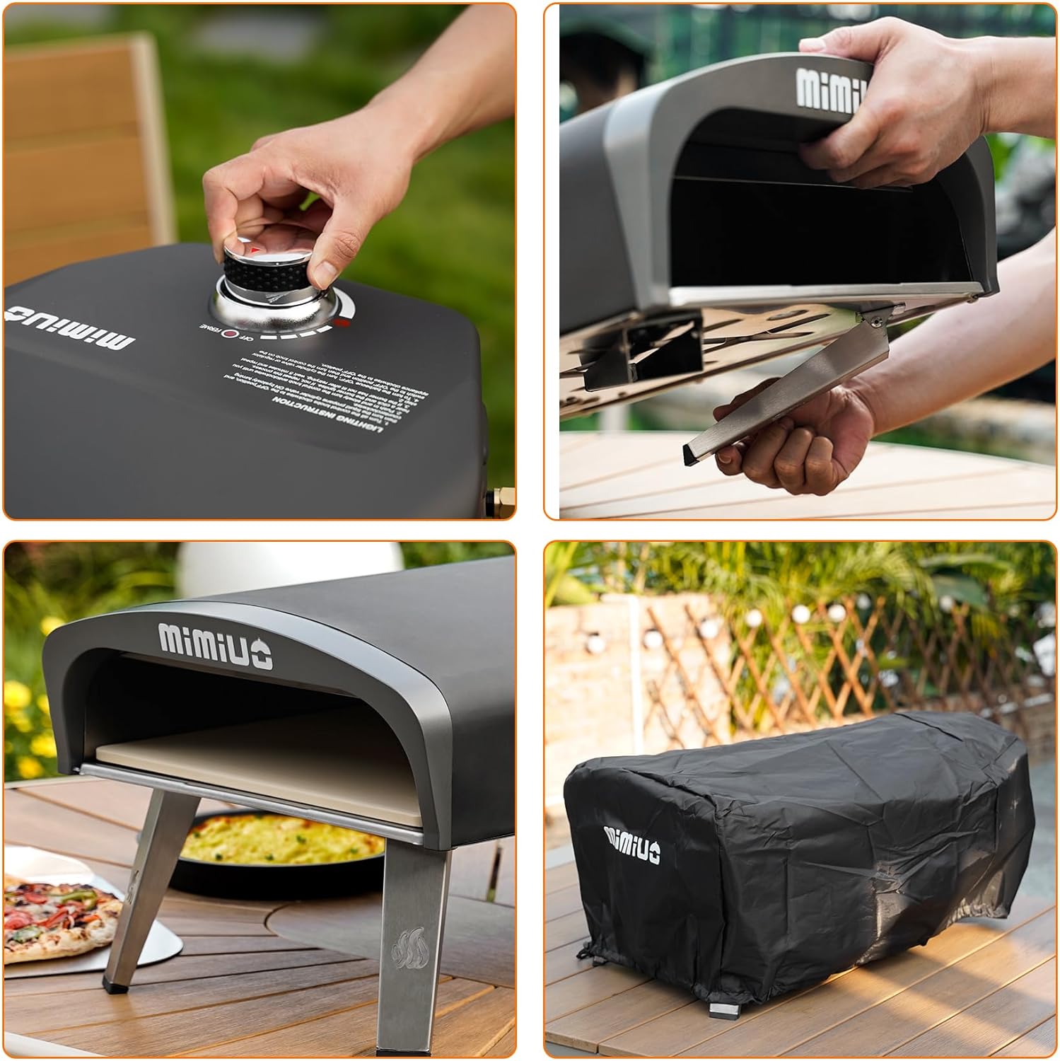 Mimiuo 12" Gas Pizza Oven Outdoor 33Lbs – 60S Bake, w/Stone, Peel & Cover