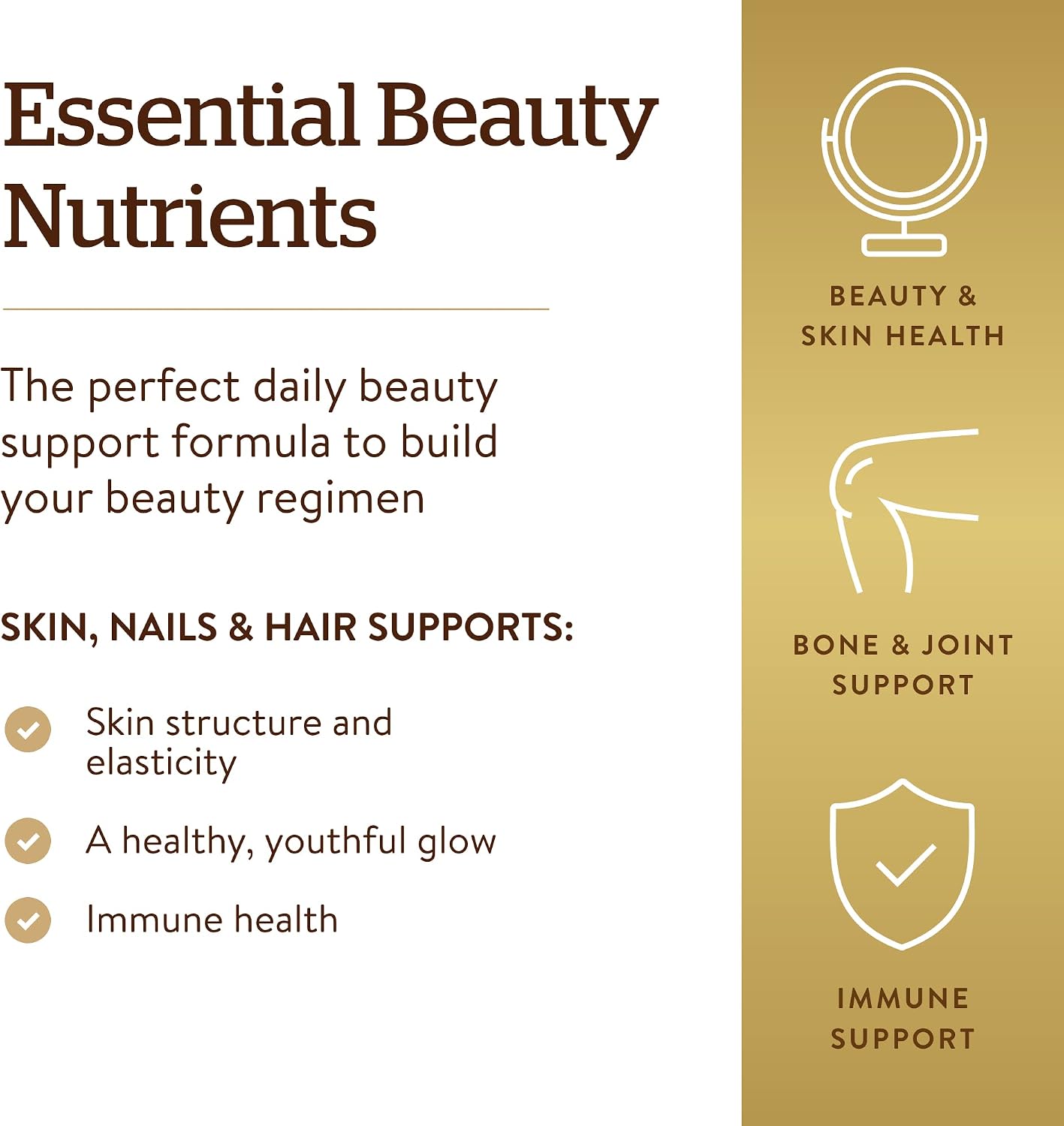 Solgar Skin, Nails & Hair, Advanced MSM Formula, 120 Tablets, Non GMO | Supports Collagen for Hair, Nail and Skin Health, Provides Zinc, Vitamin C & Copper, Vegan, Gluten & Dairy Free - 60 Servings