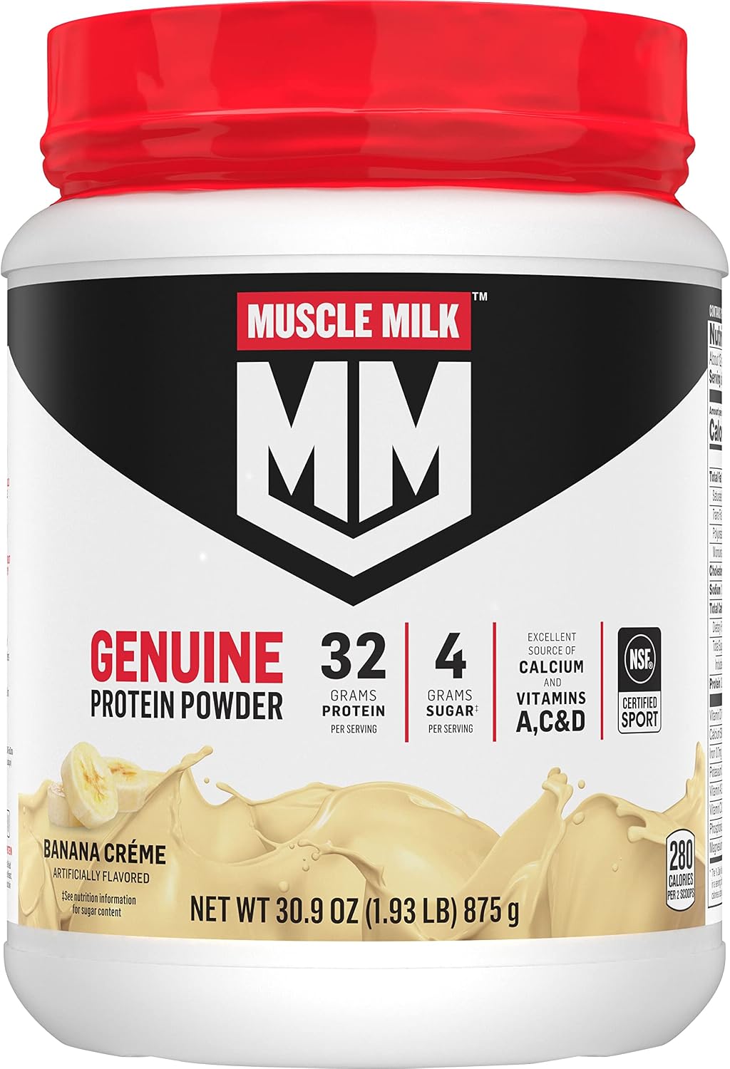 Muscle Milk Genuine Protein Powder, Chocolate, 4.94 Pound, 32 Servings, 32g Protein, 2g Sugar, Calcium, Vitamins A, C & D, NSF Certified for Sport, Energizing Snack, Packaging May Vary