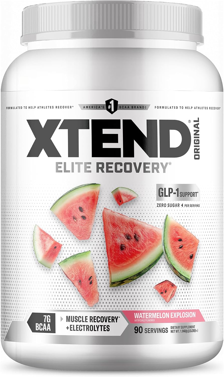 Xtend Original BCAA Powder, 7g BCAAs and 2.5g L-Glutamine for Muscle Recovery Hydration and Lean Muscle, Sugar Free Intra and Post Workout Drink with Electrolytes, Watermelon Explosion, 30 Servings