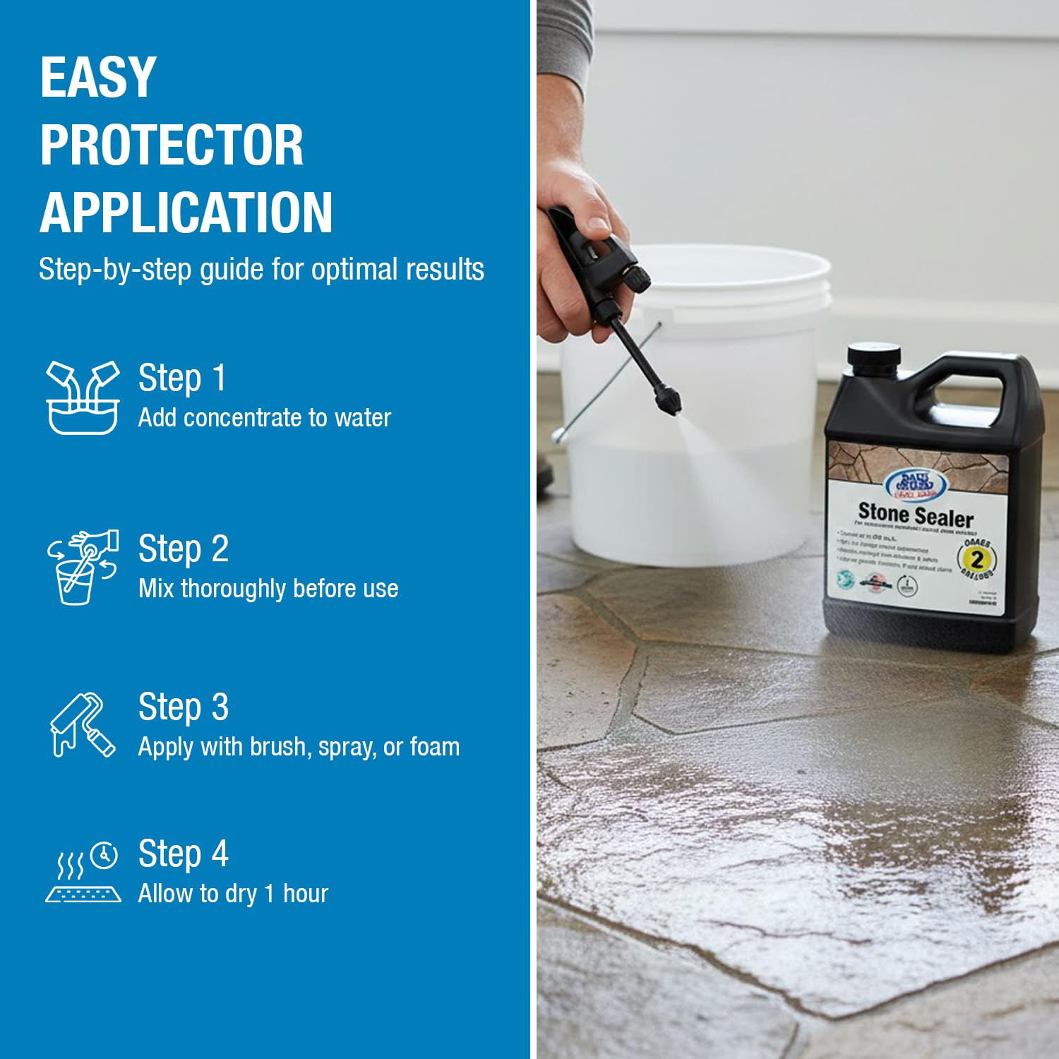 Rainguard Water Sealers Stone Sealer, Penetrating Protection Against Moisture Damage and Stains, for All Stone Surfaces, Silane/Siloxane Waterproofer, Natural Finish, Ready to Use, 5 Gallons | Silane Siloxane Waterproofer, Protects Against Moisture Damag…