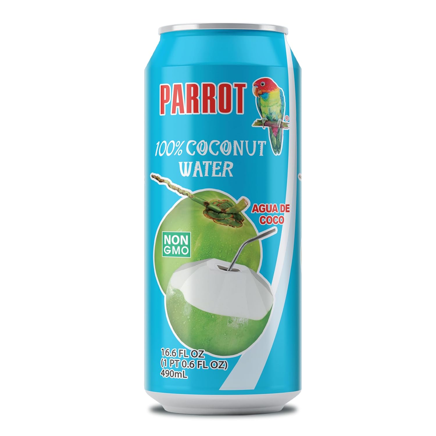 Parrot Brand Coconut Water No Pulp 490ml 16.6 fl. oz.100% Juice Refreshing Coconut Taste Natural Essential Plant Based Non-GMO Electrolytes