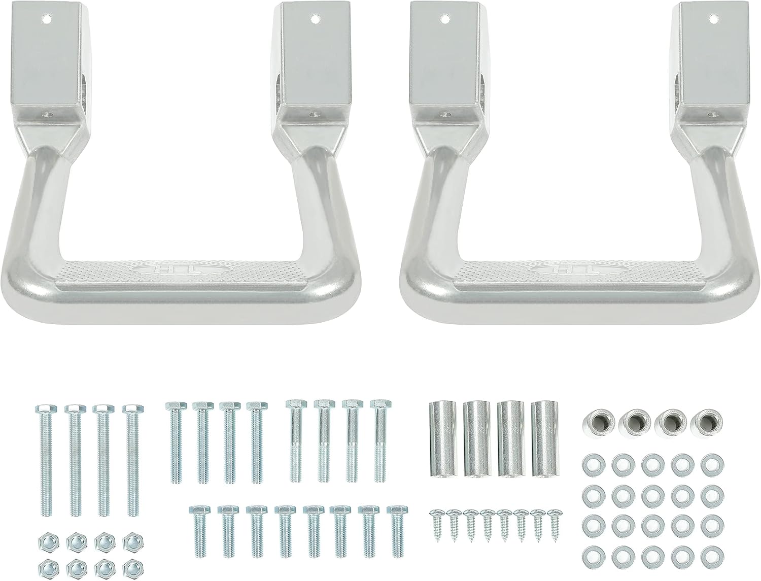 Kojem 2Pcs Silvery Aluminum Side Step Compatible with Chevy Chevrolet GMC Ford Isuzu Mitsubishi Dodge Jeep Nissan Toyota Mazda Side Hoop Step Polishing