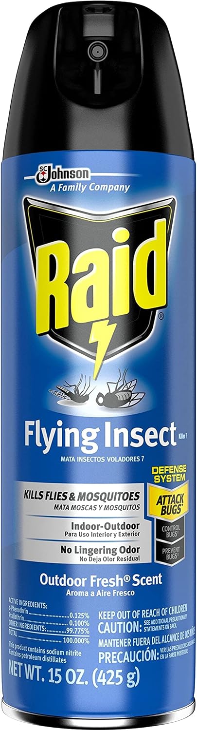 Raid Flying Insect Killer Mosquito and Fly Control No Lingering Chemical Odor Outdoor Fresh Scent 15 Ounce (Pack of 2)