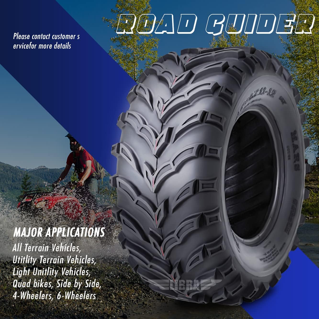 ROADGUIDER Set 4 ATV/UTV Tires 25x8-12 Front 25x12-10 Rear 6PR 10272/274