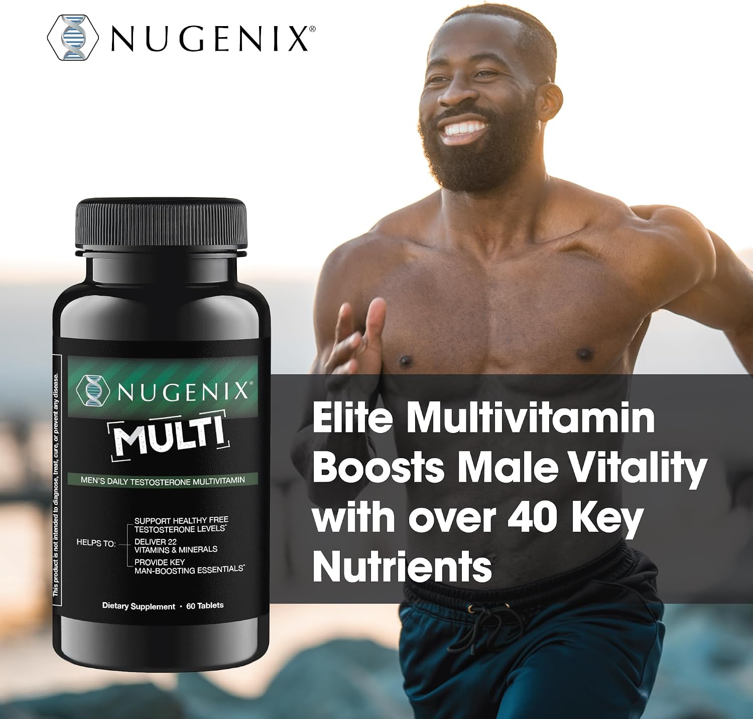 Nugenix Multivitamin for Men, Overall Health and Testosterone Support, 60ct | Balance Cortisol, Nitric Oxide, Blood Flow, Boost Testosterone