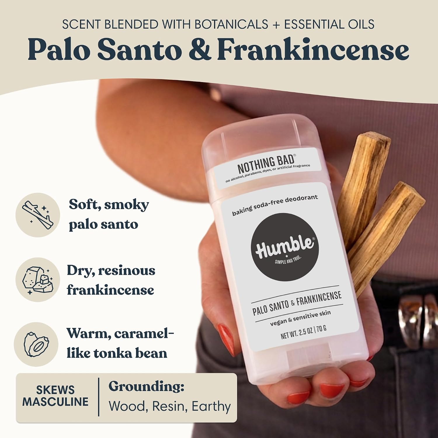Humble Aluminum-Free Deodorant, Simply Unscented - 1 Pack | Baking Soda-Free, Clean, Fresh, Natural, Essential Oils, Sensitive Skin, Long-Lasting Odor Control, Cruelty-Free, Men & Women