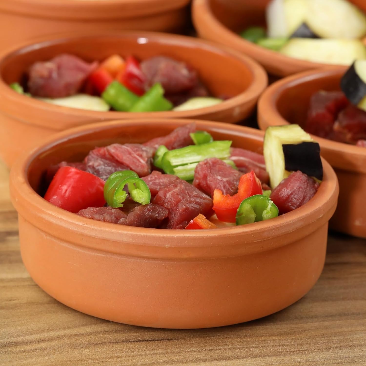 Areste Mexican Clay Cookware Set (Set of 6)- Terracotta Cooking Pots, Bowls, Plates, and Serving Dishes - Premium Spanish Earthenware for Baking