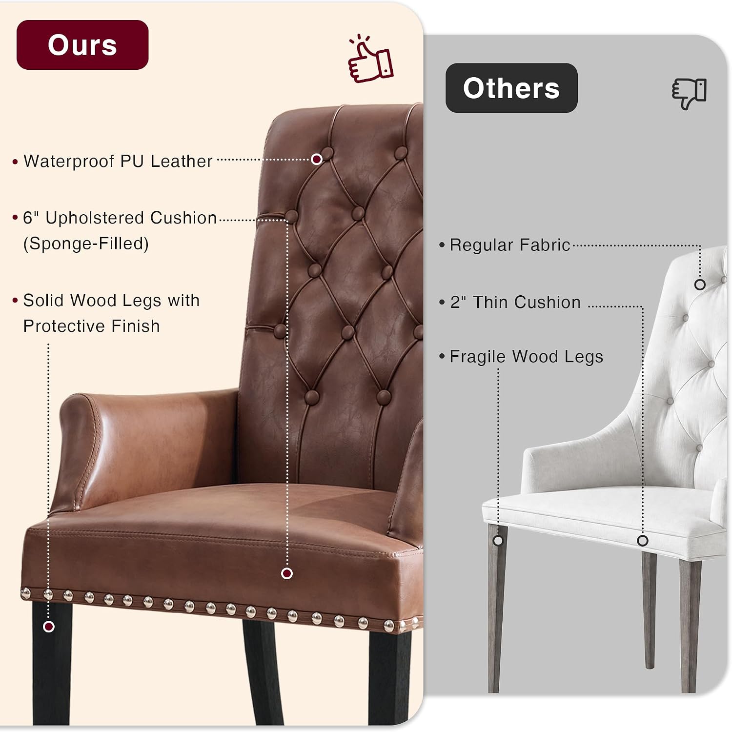 adochr Dining Chairs with Arms,Linen High Back Dining Room Chairs, Beige